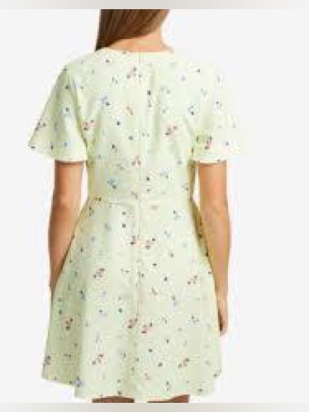 French Connection Yellow Floral Flutter Sleeve Skater Dress - Size US 6 - Picture 13 of 16